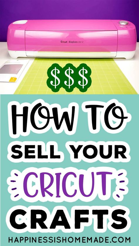 AD: Want to start a business and make money with your Cricut machine? We'll show you how! Learn several different ways to sell your Cricut crafts and discover which Cricut machine is best for you! Cricket Machine, How To Use Cricut, Cricut Explore Projects, Cricut Explore Air 2, Cricut Projects Beginner, To Start A Business, Cricut Craft, Cricut Designs, Cricut Explore Air