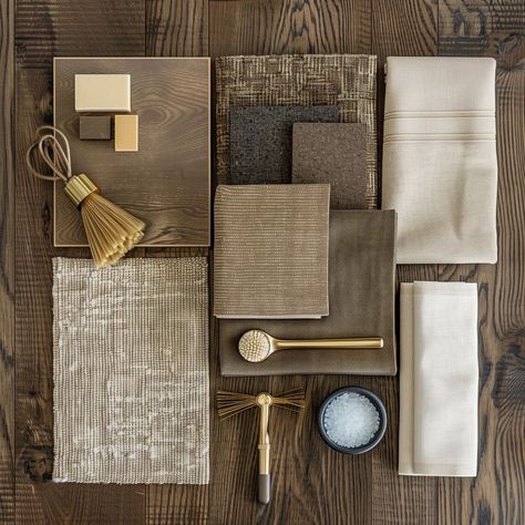 Embracing the moody vibes with this monochromatic brown flat lay, accented with touches of gold ✨ simplicity speaks volumes. From warm hues to the subtle shimmer, every element tells a story of elegance and refinement. . Design. @cielo.and.oak #flatlay #design #interiordesign #interiorforinspo #interior123 #aidesign #designer #yyj #yyjbusiness Flat Lay Interior Design, Interior Design Flatlay, Interior Design Flat Lay, Management Aesthetic, Antique Interior Design, Cabin Vibes, Moody Vibes, Vintage Interior Design, Paint Color Palettes