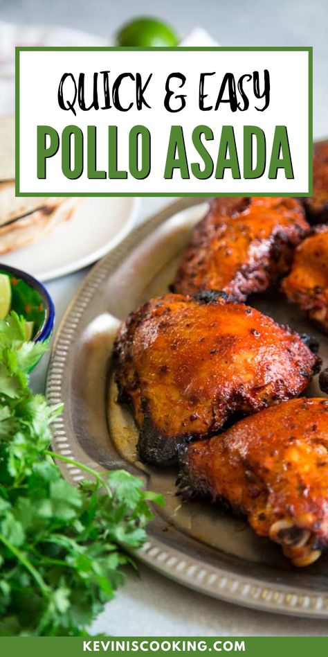 This quick & easy pollo asado recipe creates a juicy grilled chicken dinner that starts with a simple lime juice, Mexican spices and achiote marinade. Use my recipe tips and video to make a fantastic Cinco de Mayo meal! The chicken pieces are almost always grilled over indirect heat, but as the name implies, it is sometimes roasted in the oven. Here I use chicken thighs, but other cuts of chicken can include chicken breast. Mexican Chicken Drumsticks, Mexican Roasted Chicken, Spanish Marinade For Chicken, Polo Asada Chicken, Mexican Chicken Leg Recipes, Achiote Marinade, Mexican Chicken Thigh Recipes, Mexican Chicken Thighs, Chicken Asado Recipe