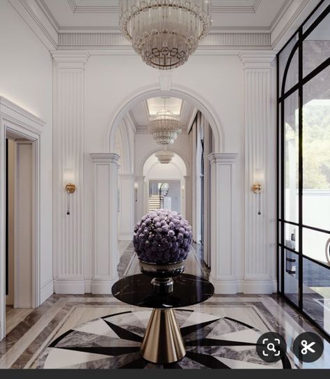 Architecture Door, Luxury Entrance, Floor Medallion, Modern Entrance, Luxury Lamps, Hallway Designs, Wood Architecture, Internal Design, Hall Chair