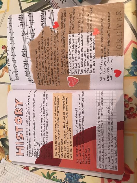 Scrapbook Song Lyrics, Song Lyric Scrapbook Pages, Song Scrapbook Ideas, One Direction Journal Ideas, One Direction Scrapbook, Lyric Scrapbook, One Direction Journal, One Direction History, Song Scrapbook