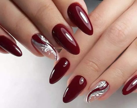 Maroon And White Nails Design, Nails Maroon, Maroon Nail Art, Maroon Nail Designs, Maroon Nail, Burgundy Acrylic Nails, Burgundy Nail Designs, Maroon Nails, Manicure Nail Designs