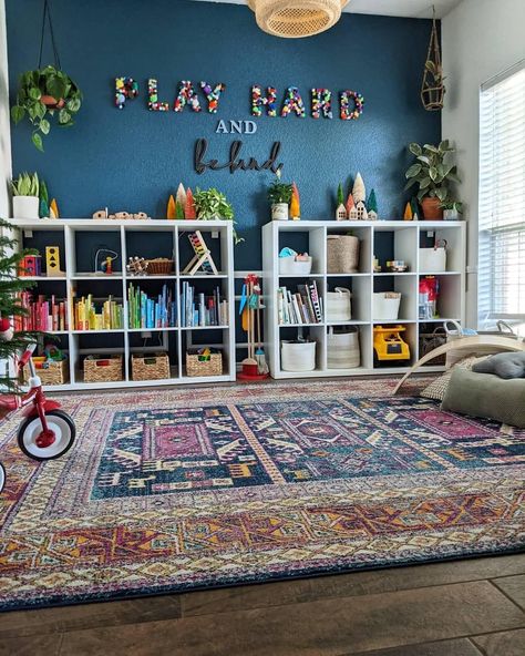 Cozy Carpet, Barndominium Interior, Ideas Habitaciones, Colorful Playroom, Baby Playroom, Kids Loft, Kids Living Rooms, Boys Playroom, Colorful Kids Room