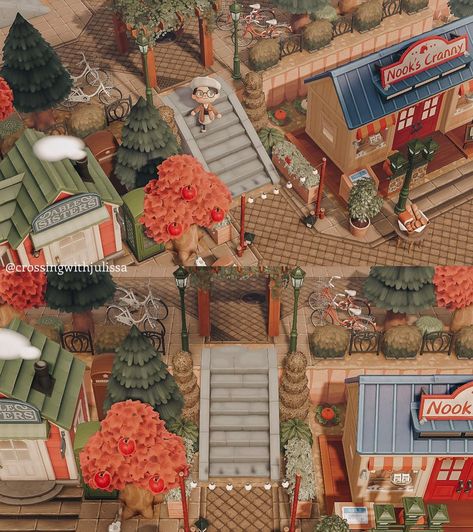 Shopping District Animal Crossing, Acnh Shopping District, Acnh Shopping District Ideas, Nintendo Switch Animal Crossing, Shopping District, Town Building, City Island, Animal Crossing Guide, City Layout