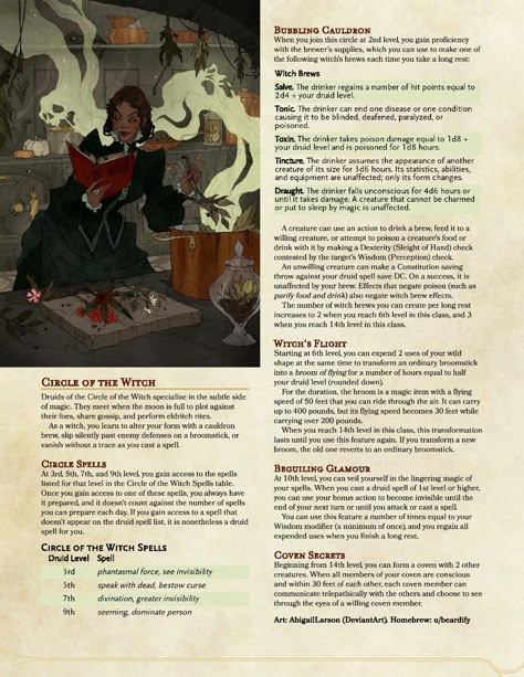 Druid Circles 5e, D D Character Ideas Druid, Homebrew Druid Circle, Druid Subclass Homebrew, Druid Circles Dnd, Druid Subclasses 5e, Dnd Druid Circle, D&d Druid, Dnd Witch