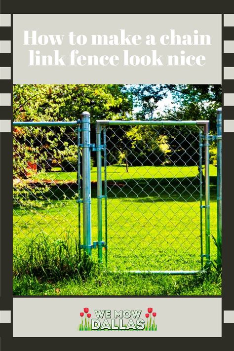 How to make a chain link fence look nice Upcycle Chain Link Fence, Improve Chain Link Fence, Nice Chain Link Fence, Backyard Landscaping Ideas Along Chain Link Fence, Chain Link Fencing Ideas, How To Repair Chain Link Fence, Chain Link Gate Ideas Cover Up, Chain Fence Ideas, How To Make A Chain Link Fence Look Nice