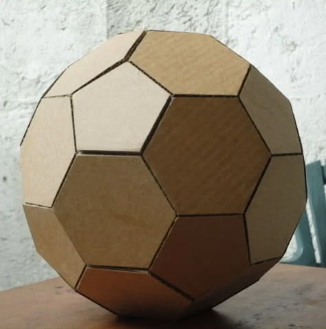 Cardboard Sphere, New Projects Ideas, Soccer Crafts, Cardboard Model, Soccer Party, Geodesic Dome, Cardboard Art, Diy Cardboard, Making Paper