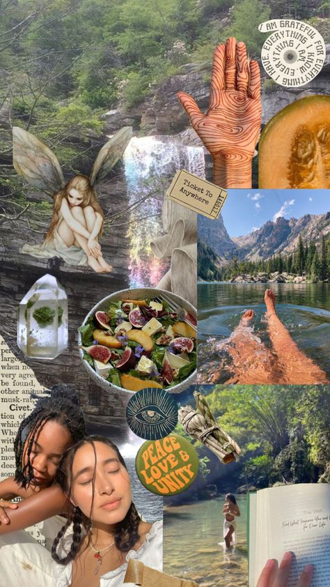 #model #spirituality #earthangels #hitomimochizuki #cottagecore #naturecore #nature #natureaesthetic Spiritual Lifestyle Aesthetic, Spiritual Collage, Skincare Motivation, Wallpaper Cottagecore, Healing Nature, That Girl, Better Version Of Yourself, Hippie Culture, Life Routines