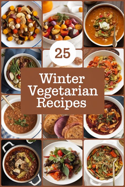 Winter vegetarian recipes offer hearty meatless meals for cold weather.  Craving comforting, seasonal dishes?  These recipes feature warming vegetables and plant-based proteins like lentils and tofu.  Embrace squash, root vegetables, and hearty grains in comforting preparations.  From creamy vegetable pot pies to rich mushroom stroganoff, these winter vegetarian meals provide satisfying options for chilly evenings. Vegetable Winter Recipes, Winter Vegetarian Dinner Recipes, Winter Meal Ideas Vegetarian, Healthy Winter Vegetarian Recipes, Winter Recipes Vegan, Vegetarian Main Dish Recipes, Healthy Winter Recipes Vegetarian, Vegetarian Winter Dinner, Vegetarian Make Ahead Meals