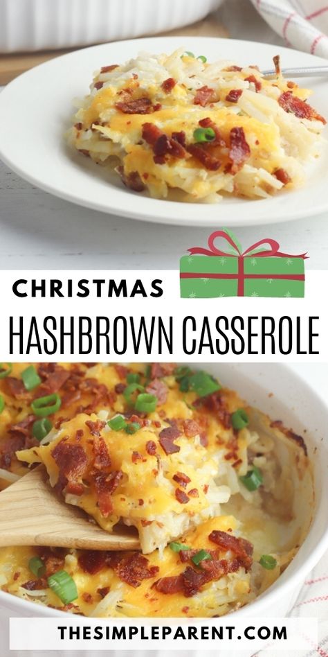 Make Christmas breakfast easy with this bacon, egg, and hashbrown casserole! Easy to make and perfect for feeding a large group! Bacon Egg And Hashbrown Casserole, Christmas Hashbrown Casserole, Christmas Hashbrowns, Large Group Breakfast Ideas, Egg And Hashbrown Casserole, Christmas Breakfast Easy, Loaded Hashbrown Casserole, Egg And Hashbrown, Egg Hashbrown Casserole