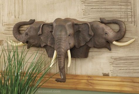 wall sculpture animal Elephant Wall Decor, Elephant Home Decor, Safari Decorations, Bold Decor, Wildlife Decor, Elephant Sculpture, Elephant Statue, Elephant Decor, Clay Wall