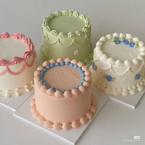 Bakery Sweets, Pie Bakery, Bolo Vintage, Beauty Cakes, Korean Cake, Mini Cakes Birthday, Tea Party Food, Cute Birthday Cakes, Ideas Aesthetic