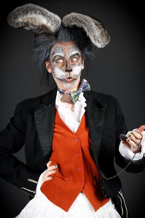 The March Hare Costume, March Hare Makeup, Hare From Alice In Wonderland, March Hare Alice In Wonderland, Hare Costume, March Hare Costume, Halloween Alice In Wonderland, The March Hare, Alice In Wonderland Makeup