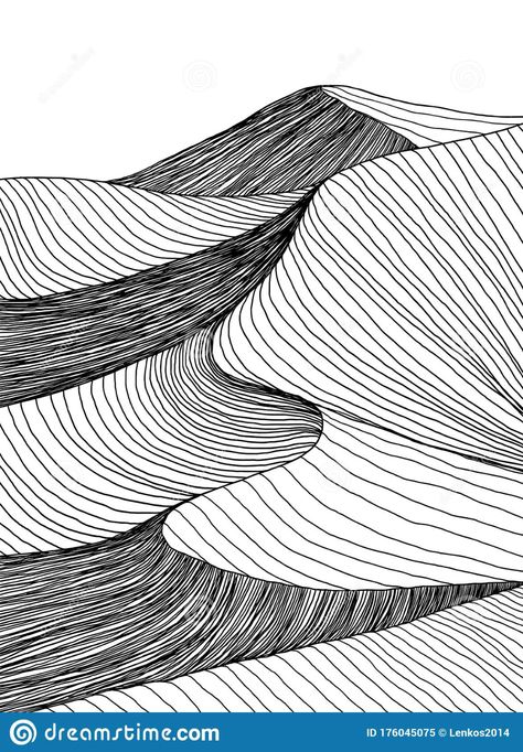 Abstract desert sahara landscape. Line art hand drawn illustration. Desert landscape view. Sand dunes line drawing vector. Black. Illustration about climate, outdoor - 176045075 Implied Line Art, Unity Line, Landscape Line Art, Modele Zentangle, Inktober 2024, Desert Sahara, Fineliner Art, 심플한 그림, Pen Art Drawings