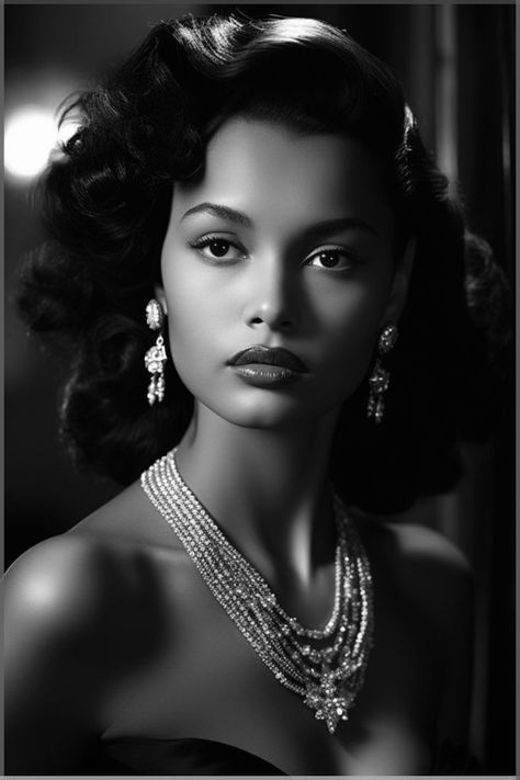 Classic Black Beauty, Modern Old Hollywood Glamour, Hollywood Glam Photoshoot, Vintage Photoshoot Black Women, 1920s Black Women, Old Hollywood Photoshoot, Charity Core, Classic Photoshoot, Hollywood Hairstyles