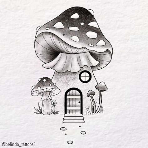 Cute fairy/frog house available to tattoo. This will only be tattooed once. . . . #fairyhouse #fairyhousetattoo #frog #froghouse #mushroom #mushroomtattoos #tattoodesign #tattooartwork #mushroomtattoo #mushroomtattoos #tattooflash #tattooideas #tattootime #whimsy #whimsytattoo #inked #blackworkers #westbyfleet #guildford #Weybridge #cutehousetattoo Mushroom House Tattoo, Fairy House Tattoo, Fairy Frog, Toad House, House Tattoo, Frog House, Mushroom Tattoos, Tattoo Reference, Fairy Tattoo