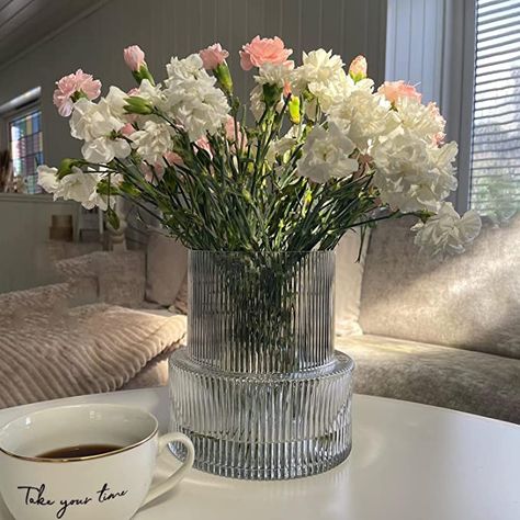 Entryway Mantle, Extra Large Vase, Vase For Living Room, Ribbed Vase, Summer Flower Arrangements, Large Glass Vase, Living Room Dining Table, Long Stem Flowers, Table Entryway