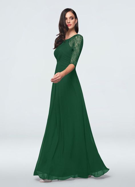 Dark Forest Green Mother Of The Groom Dress, Green Resham Embroidered Floor-length Dress, Azazie Dark Green Bridesmaid Dresses, Azazie Green, Green Floor-length Mother Of The Bride Dress, Style Finder, Bride Groom Dress, Chiffon Lace, Groom Dress