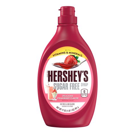 HERSHEY'S Strawberry Flavored Syrup, Sugar Free, 17 Ounces Almond Joy Candy, Hershey Syrup, Baked Desserts, Hershey's Chocolate, Milk Ice Cream, Strawberry Flavor, Grocery Foods, Sugar Free Syrup, Candy Brands