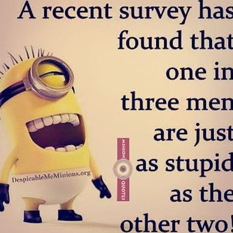 One In Three Men Are Just As Stupid As The Other Two minion minions minion quotes funny minion quotes minion quotes and sayings Laughter Medicine, Rocks Painting, Men Vs Women, Inspirational Humor, Funny Minion Quotes, Minion Quotes, Men Quotes, Social Networking Sites, Minions Funny