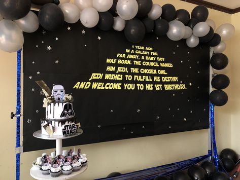 Star Wars Photo Backdrop, Star Wars Balloon Arch, Star Wars Backdrop, Star Wars Balloons, Star Wars Themed Birthday Party, Baby Jedi, 13 Birthday, Star Wars Background, Tenth Birthday