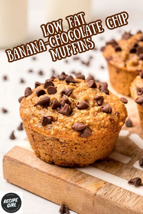 Healthy Banana Chocolate Chip Muffin Recipes, Banana Chocolate Chip Muffins Healthy Greek Yogurt, Healthy Banana Choc Chip Muffins, Low Fat Banana Muffins, Banana Muffin Recipe Healthy, Banana Chocolate Chip Muffins With Oil, Oatmeal Chocolate Chip Muffins, Banana Chocolate Chip Cookies, Healthy Banana Muffins