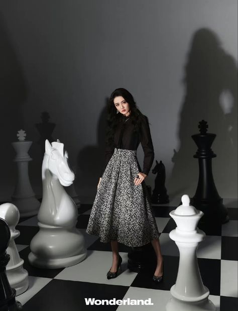 Chess Outfit Aesthetic, Chess Photoshoot Photo Ideas, Checkmate Concept Photos, Chess Outfit, Queen Chess, Group Names Ideas, Concert Stage Design, Gala Ideas, Chess Queen