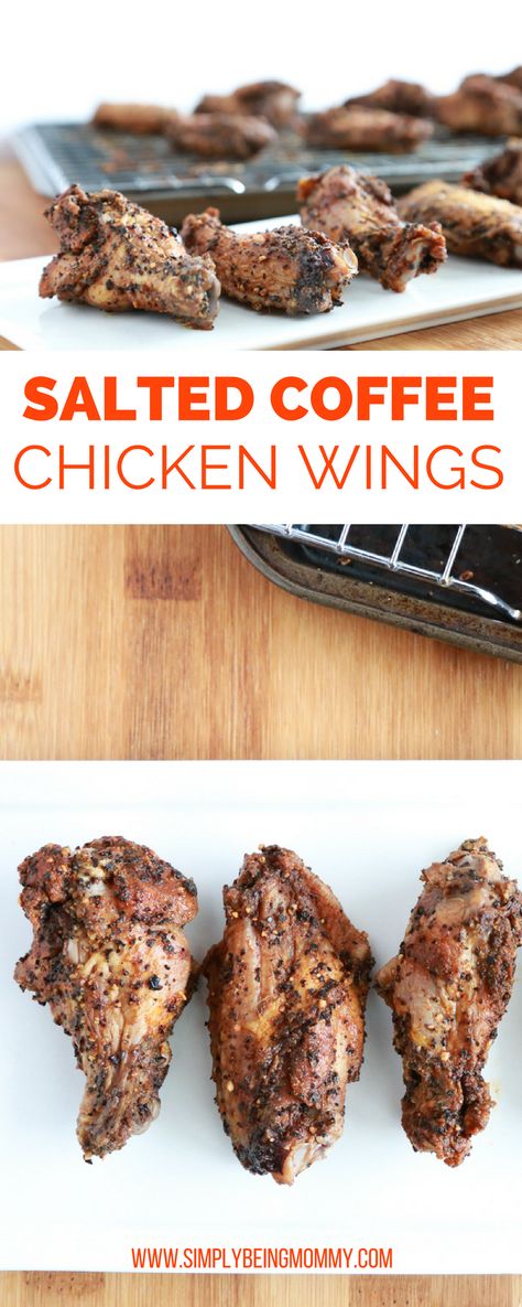 Salted Coffee Chicken Wings \ such a tasty way to add a little pep to a tailgating favorite. Click through to get the recipe. Coffee Chicken Recipe, Coffee Chicken, Coffee Meets Bagel, Gf Dinner, Meat Dish, Paleo Meals, Football Party Food, Grill Recipes, Chicken Slow Cooker Recipes