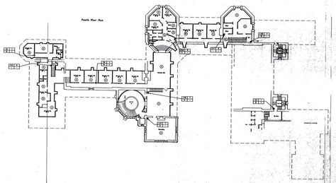 Biltmore Estate, Fourth Floor Plan Biltmore Interior, Biltmore House Interior, Baltimore House, Vintage Floor Plans, American Castles, American Mansions, Plan Floor, Biltmore House, Mansion Floor Plan