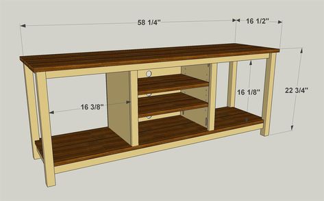 Easy-To-Build TV Stand - buildsomething.com Homemade Tv Stand, Easel Tv Stand, Build A Tv Stand, Tv Stand Plans, Furniture Tv Stand, Diy Furniture Tv Stand, Diy Floating Shelves, Tv Stand With Drawers, Simple Tv