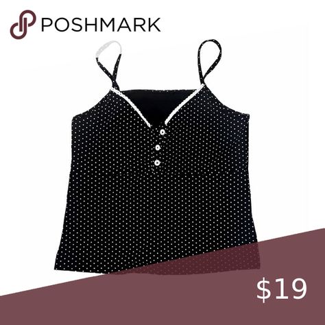 Brandy Melville Black Polka Dot Button Cami Tank Top NWOT Brandy Melville Tops, Black Polka Dot, Tank Top Cami, Cami Tanks, Brandy Melville, Brandy, Polka Dot, Polka Dots, Tank Top