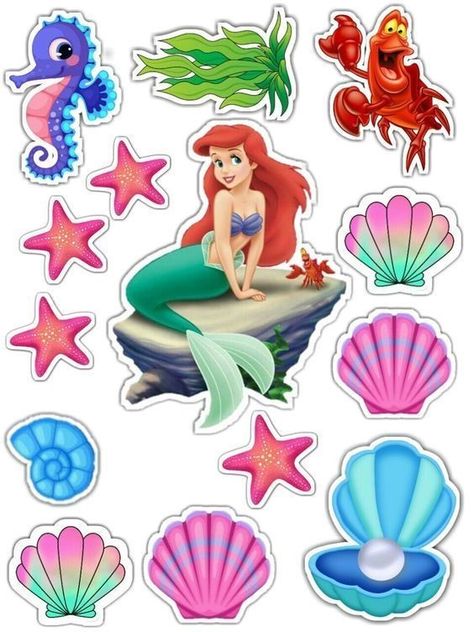 Little Mermaid Printable Cake Topper, Mermaid Topper Printable, Mermaid Cake Topper Printable Free, Ariel Cake Topper Printable, Little Mermaid Cake Topper Printable, Mermaid Stickers Printable, Mermaid Cake Topper Printable, Ariel Topper, Mermaid Topper