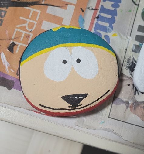 Rock painting, Eric Cartman Eric Cartman Painting, South Park Rock Painting, South Park Painted Rocks, Easy Rock Painting Ideas Simple Fun, Cartoon Rock Painting, Painted Pebbles, Paint Rocks, Diy Rock Art, Art 2024