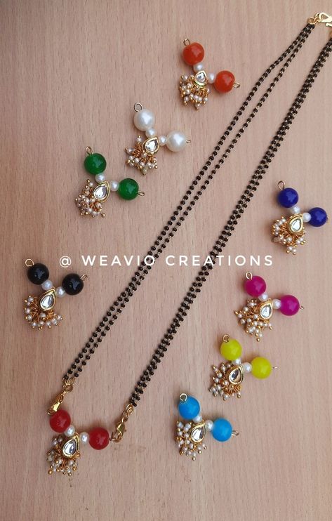 Beautiful handmade mangalsutra Handmade Mangalsutra Designs, Diy Mangalsutra, Handmade Mangalsutra, Mangalsutra Design, Kundan Jewellery Set, Art Jewelry Design, Beautiful Gold Necklaces, Bead Embroidery Tutorial, Beaded Necklace Designs