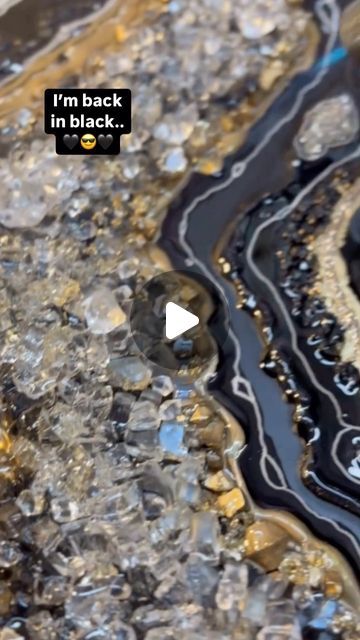 Candace Manning on Instagram: "For reels… 📽️
.
I’m backkkkkk! Been a lot going on but still working away. 🤩🖤
.
Just finishing up this new piece, ..“Black Beauty 3” 
.
Black resin with a lot of gold and quartz. She’s inspired by stunning geode formations and crystals. Each 3d wall art piece I make is one-of-a-kind. A major statement piece for your home or office. 
.
This geode wall art piece is made with lots of love and inspiration. I hope you love it as much as I love creating these gorgeous pieces. 🖤
.
#black #blackaesthetic #blackbeauty #blackwallart #wallartdecor #interiordesigner #interiordesingideas #modernwallart #inspiredbynature #agateslice #agatecrystal #crystalartwork #sparklypainting #resinartwork" Geode Wall Art, Geode Wall, Black Wall Art, Present Ideas, Resin Artwork, Black Resin, 3d Wall Art, Agate Slice, Crystal Art