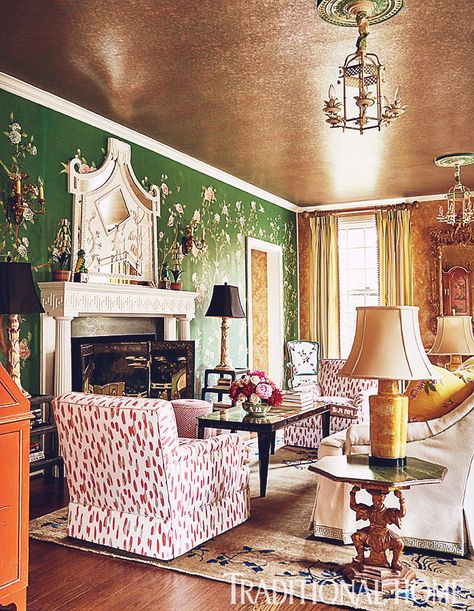 At Home With: Jason Oliver Nixon & John Loecke, High Point English Country House Style, Cottage Wallpaper, North Carolina Homes, English Country House, House Beautiful, Country Style Homes, Cottage Homes, Beautiful Interiors, Home Fashion