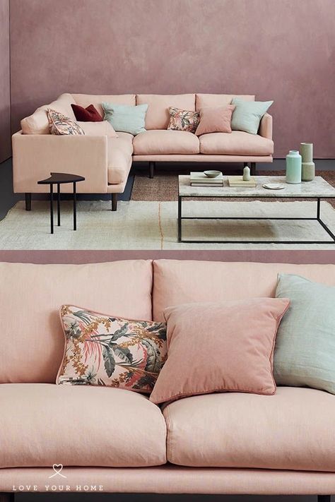 Color Palette Living Room, Sofa And Loveseat, Bedroom Couch, Pink Sofa, Pink Living Room, Classic Living Room, Big News, Modern Furniture Living Room, Upholstered Sofa