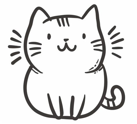 parameters Cat Head Drawing, Drawing Of A Cat, Smiling Mouth, A Simple Drawing, Simple Cat Drawing, Small Nose, Pointy Ears, Cute Cat Drawing, Cat Hiding