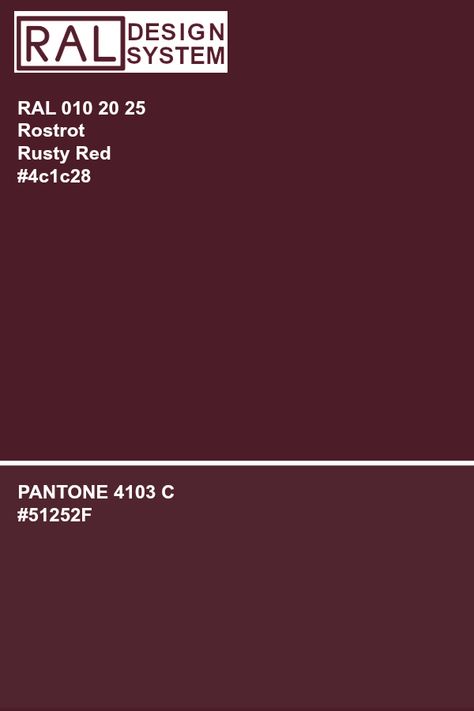 RAL 010 20 25 Rusty Red #color #RAL #hex #pantone Rusty Red Color Palette, Ideal Bedroom, Color Boards, Pantone Colors, Ral Colours, Colour Board, Power Point, Burgundy Color, Pantone Color