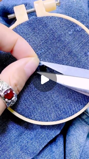 clothes on Instagram: "How to repair jeans? @lvbagpurse" Rattoppare I Jeans, Diy Fashion Videos, Survival Kit Gifts, Repair Jeans, Embroidery Stitches Beginner, Stitch Witchery, Visible Mending, Sewing Tutorials Clothes, Repair Clothes