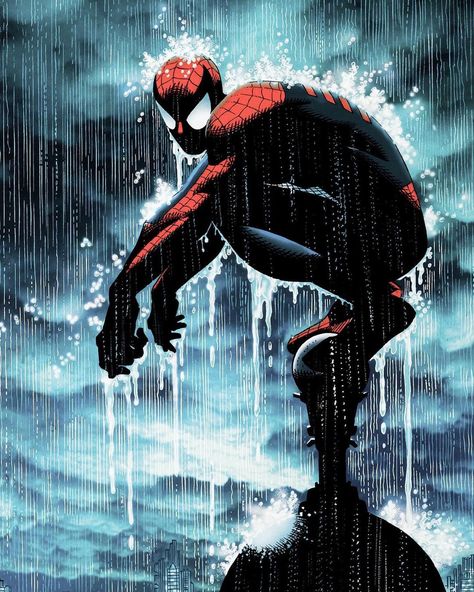 Batman Red Rain, Spiderman Pfp Comic, Spiderman Aesthetic Pfp, Batman In Rain, Spider Man Pfp, Spiderman Pfp, Comic Pfp, Special Aesthetic, Spiderman Comic Art