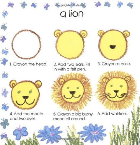 Lion Drawing For Kids Step By Step - Gallery Draw A Lion Easy, Lions For Kids, Draw A Lion, Lion Drawing, Directed Drawing, Easy Drawings For Kids, Homeschool Art, Kindergarten Art, Toddler Art