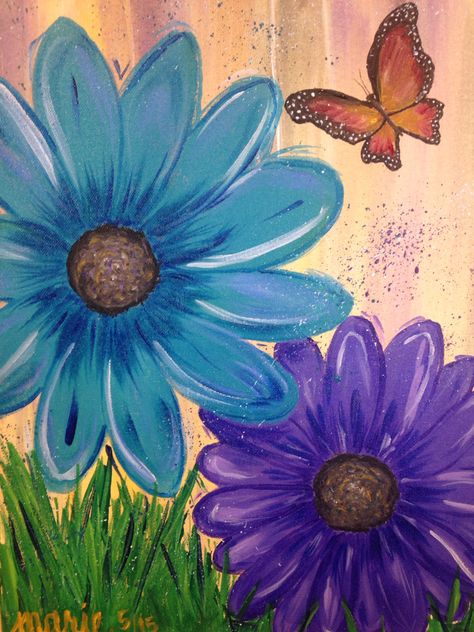 Painted Pallets, Huge Flowers, Acrylic Painting Inspiration, Daisy Field, Daisy Painting, Fence Art, Pallet Painting, Night Painting, Painting Lessons