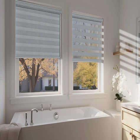 Amazon.com: HOTSOON Zebra Blinds for Windows Custom Size Blackout Roller shades Privacy Dual Light Control Dual Layer Easy to Install for home Custom Size Black : Home & Kitchen Blackout Roller Shades, Zebra Blinds, Basement Reno, Roller Shades, Light Control, Blinds For Windows, Basement, Reno, Blinds