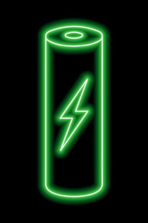 Green neon outline of battery with zipper on a black background. Charge sign. Electricity, power Electricity Background, Battery Logo, Green Neon, Stop Sign, Green Power, Light Energy, Vector Clipart, Neon Green, Black Background