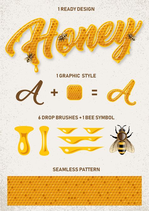 Adobe Illustrator Shortcuts, Honey Graphic, Honey Logo, Church Marketing, Honey Packaging, Vector Elements, Bee Keeper, Graphic Style, Layer Style