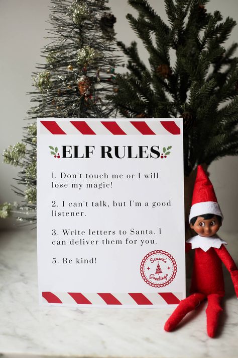 Elf Rules Free Printable, Elf On The Shelf Rules For Kids, First Day Elf On The Shelf Ideas Free Printables, Elf On The Shelf Rules, Elf First Day Back, Elf Notes, Baby Candy, Inspirational Printables, Santa Letter