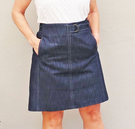 Denim Skirt Pattern, Denim Skirt Outfit Ideas, Black Denim Skirt Outfit, Ruffle Trend, Denim Skirt Outfit, Skirt Outfit Ideas, Womens Denim Skirts, Sewing Projects Clothes, Denim Skirt Outfits