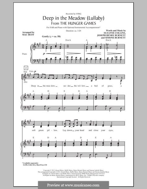 Sheet music for Deep in the Meadow from the hunger games. Hunger Games Sheet Music, Deep In The Meadow, Clarinet Music, Jennifer Lawrence Pics, Flute Sheet Music, Flute Music, Music Piano, Music Sheets, Music Activities