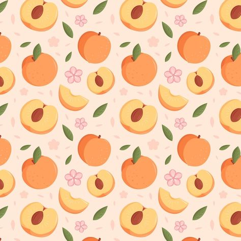 Design pattern pesca | Free Vector #Freepik #freevector #pesca-frutta #pesca #disegnate-a-mano #ornamentale Peach Background Wallpapers, Peaches Illustration, Peach Fruit Aesthetic Wallpaper, Peach Vector, Disco Wallpaper, Market Logo, Peach Pattern, Fruit Market, Home Lock Screen